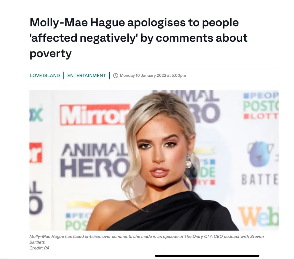 Molly Mae Backlash