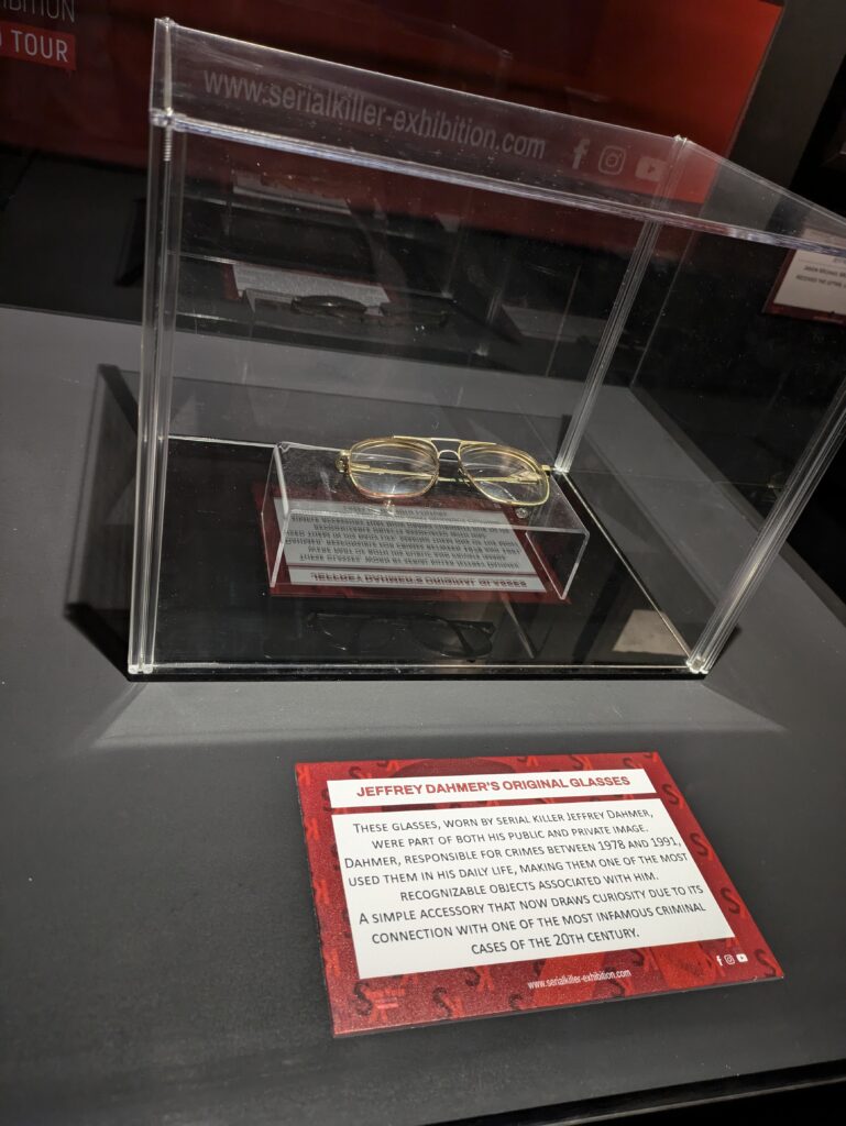 Jeffrey Dahmer's glasses. Serial Killer Exhibition 